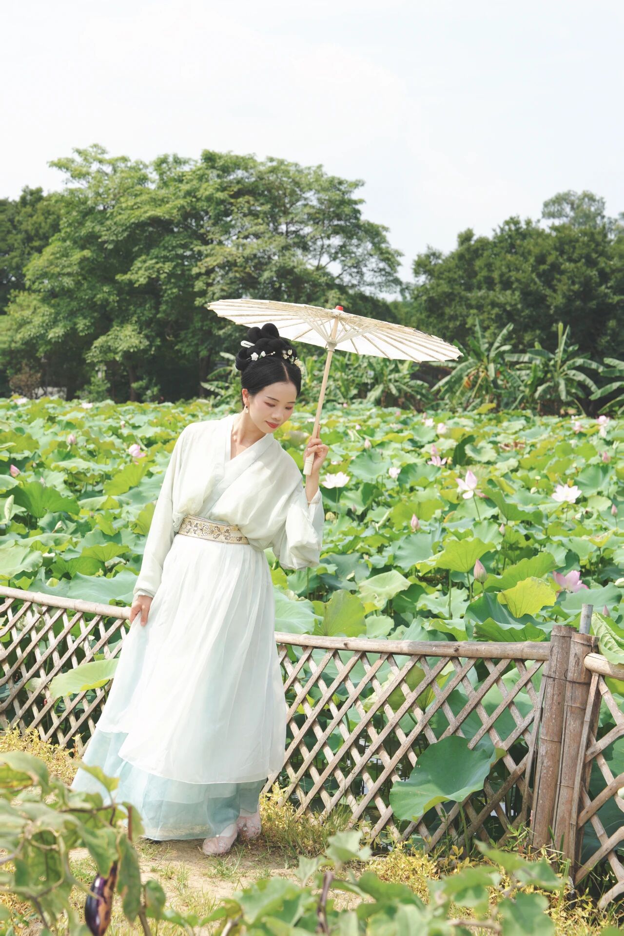 夏日荷塘汉服写真指南:宋制罗裙配清荷,8个唯美构图拍出诗意古风 - 第7张 - 汉服颂 夏日荷塘汉服写真指南:宋制罗裙配清荷,8个唯美构图拍出诗意古风 - 第7张